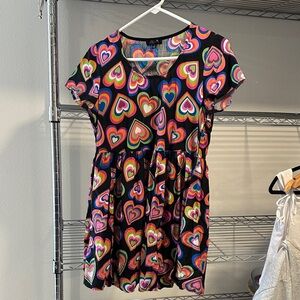 Vintage dELiA*s Colorful Heart Print 90s Babydoll Dress